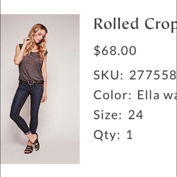 Free People Rolled Crop Skinny - Dark wash - Picture 2 of 7